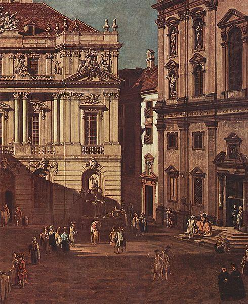 Ansicht von Wien, Platz vor der Universitat, von Sudost aus gesehen, mit der groben Aula der Universitat und Jesuitenkirche, Bernardo Bellotto